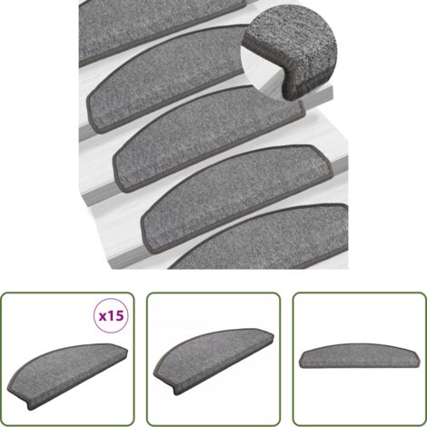 Tappetini antiscivolo -  Tappetini per scale 15 pz 65x24x4 cm Grigio scuro Semicircolari Grandi
