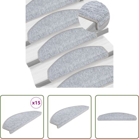 Tappetini antiscivolo -  Tappetini per Scale 15 pz Grigio Chiaro 65x24x4 cm