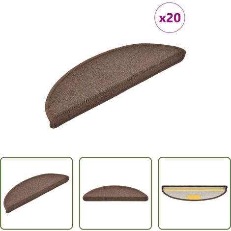 Tappetini antiscivolo -  Tappetini per scale 20 pz 56x17x3 cm Marrone caffè Semicircolari