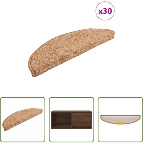 Tappetini antiscivolo -  Tappetini per scale 30 pz 56x17x3 cm Beige Semicircolari