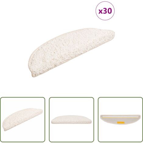 Tappetini antiscivolo -  Tappetini per scale 30 pz 56x17x3 cm Bianco Semicircolari