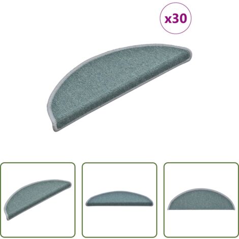 Tappetini antiscivolo -  Tappetini per scale 30 pz 56x17x3 cm Blu mare Semicircolari
