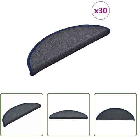 Tappetini antiscivolo -  Tappetini per scale 30 pz 56x17x3 cm Grigio scuro e blu semicircolari