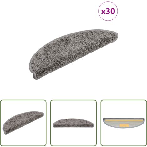 Tappetini antiscivolo -  Tappetini per scale 30 pz 56x17x3 cm Grigio Semicircolari