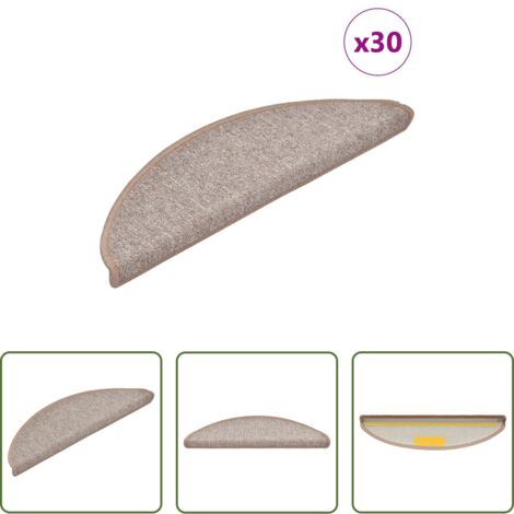 Tappetini antiscivolo -  Tappetini per scale 30 pz 56x17x3 cm Marrone chiaro Semicircolari