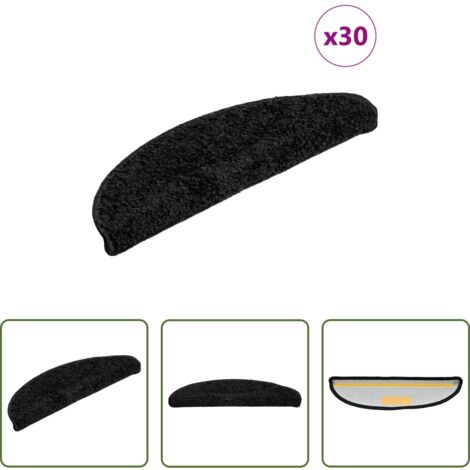 Tappetini antiscivolo -  Tappetini per scale 30 pz 56x17x3 cm Nero Semicircolari