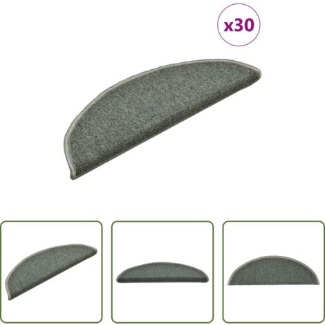 Tappetini antiscivolo -  Tappetini per scale 30 pz 56x17x3 cm Verde scuro semicircolari