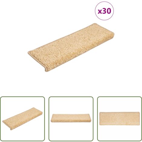 Tappetini antiscivolo -  Tappetini per scale 30 pz 65x21x4 cm Crema Bordo rettangolare