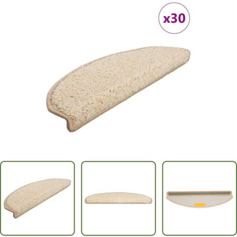 Tappetini antiscivolo -  Tappetini per scale 30 pz 65x21x4 cm Crema Semicircolari Grandi