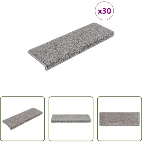 Tappetini antiscivolo -  Tappetini per scale 30 pz 65x21x4 cm Grigio Bordo rettangolare
