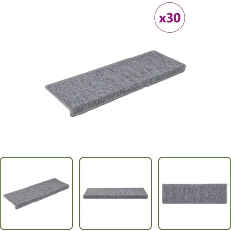 Tappetini antiscivolo -  Tappetini per scale 30 pz 65x21x4 cm Grigio chiaro Bordo rettangolare
