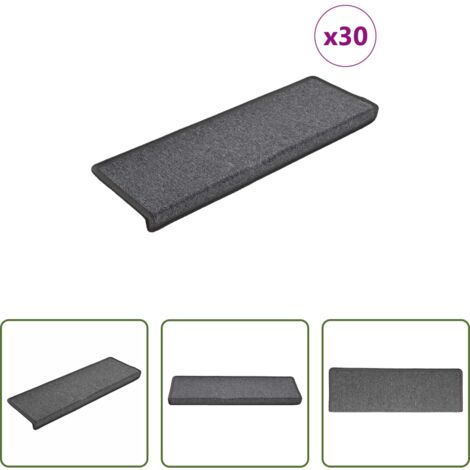 Tappetini antiscivolo -  Tappetini per scale 30 pz 65x21x4 cm Grigio scuro Bordo rettangolare
