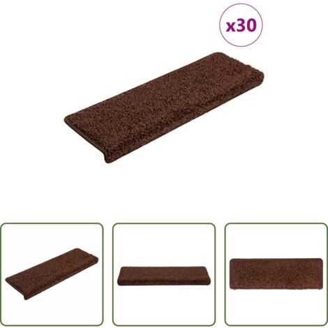 Tappetini antiscivolo -  Tappetini per scale 30 pz 65x21x4 cm Marrone Bordo rettangolare