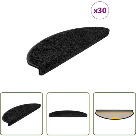 Tappetini antiscivolo -  Tappetini per scale 30 pz 65x21x4 cm Nero Semicircolari Grandi