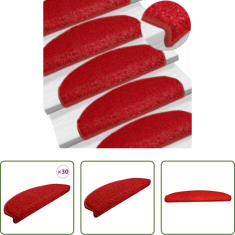 Tappetini antiscivolo -  Tappetini per scale 30 pz 65x21x4 cm rossi semicircolari grandi