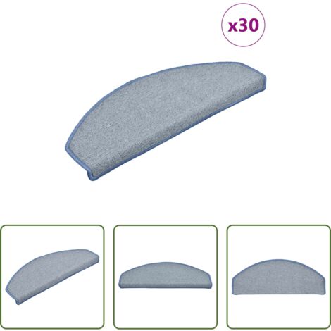 Tappetini antiscivolo -  Tappetini per scale 30 pz 65x24x4 cm Grigio chiaro e blu Semicircolari Grandi