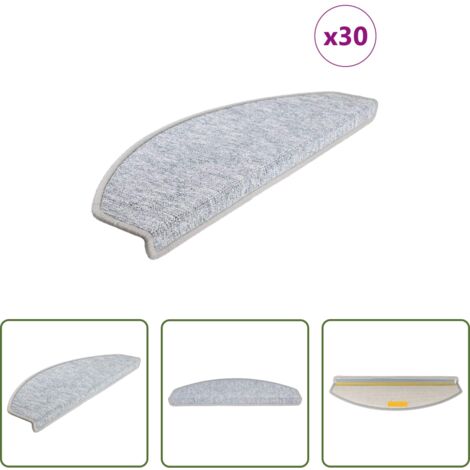 Tappetini antiscivolo -  Tappetini per scale 30 pz 65x24x4 cm Grigio chiaro Semicircolari Grandi