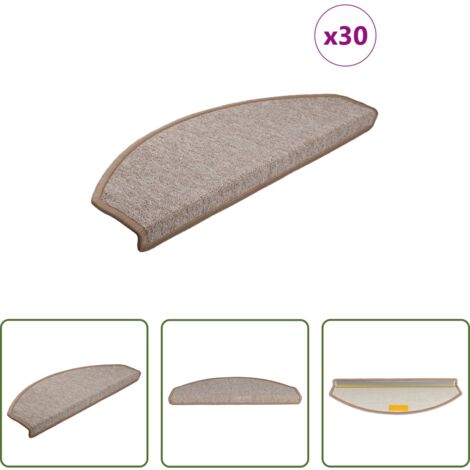Tappetini antiscivolo -  Tappetini per scale 30 pz 65x24x4 cm Marrone chiaro Semicircolari Grandi
