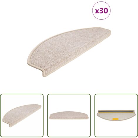 Tappetini antiscivolo -  Tappetini per scale 30 pz 65x24x4 cm tortora semicircolari grandi