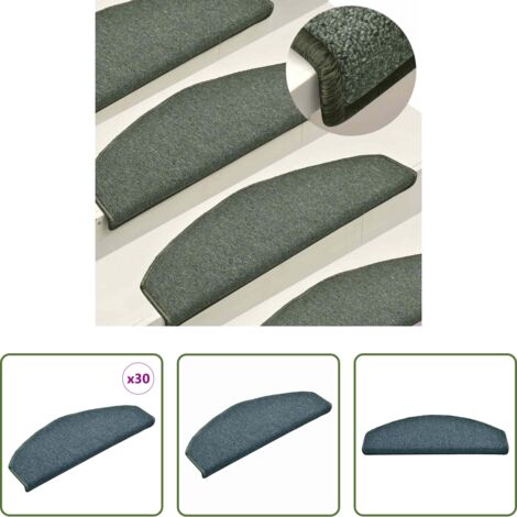 Tappetini antiscivolo -  Tappetini per scale 30 pz 65x24x4 cm Verde scuro Semicircolari Grandi