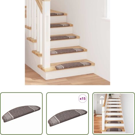 Tappetini antiscivolo -  Tappetini per scale autoadesivi 15 pcs Marrone 65 x 21 x 4 cm