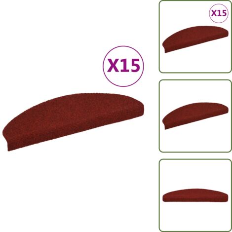 Tappetini antiscivolo - vidaXL Tappetini Autoadesivi per Scale 15 pz 65x21x4 cm Rosso - Tappetini in tessuto