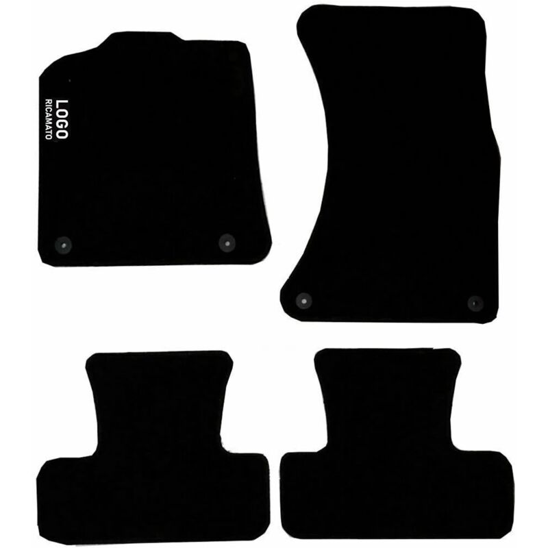 Image of Lupex shop - Tappetini auto compatibili per Q5 con 4 clip di fissaggio, in moquette nera, anteriori e posteriori