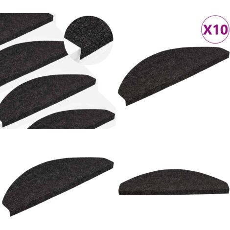 Tappetini Autoadesivi per Scale 10pz Antracite 65x22,5x3,5 cm - Tappetini autoadesivi - Tappetini antiscivolo