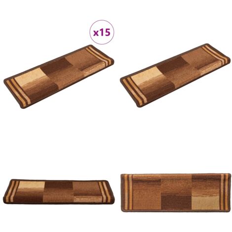 Tappetini Autoadesivi per Scale 15 pz 65x21x4 cm Marroni - Tappetini antiscivolo - Tappetini per gradini