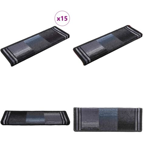 Tappetini Autoadesivi per Scale 15 pz 65x21x4 cm Neri e Grigi - Tappetini autoadesivi - Protezione scale