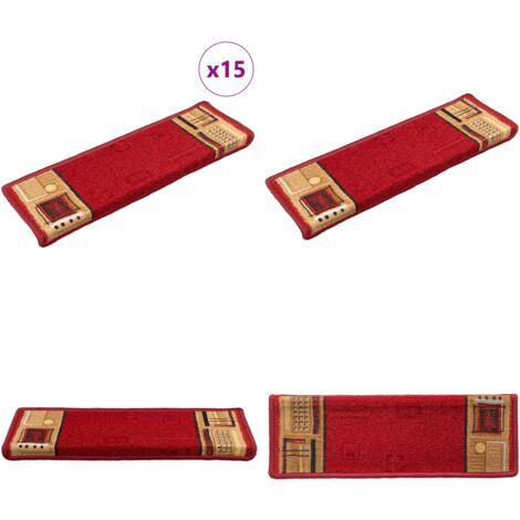 Tappetini Autoadesivi per Scale 15 pz 65x21x4 cm Rossi - Tappetini antiscivolo - Tappetini per gradini