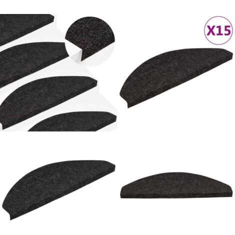 Tappetini Autoadesivi per Scale 15 pz 65x22,5x3,5 cm Antracite - Tappetini autoadesivi - Tappetini per scale antracite