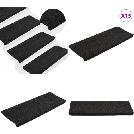 Tappetini Autoadesivi per Scale 15 pz 65x24,5x3,5 cm Antracite - Tappetini autoadesivi - Tappeti per scale antracite