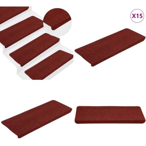 Tappetini Autoadesivi per Scale 15 pz 65x24,5x3,5 cm Rosso - Tappetini autoadesivi - Tappetini per scale rosso