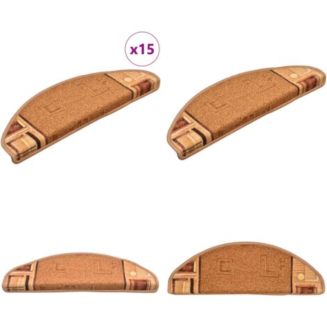 Tappetini Autoadesivi per Scale 15 pz Beige 65x21x4 cm - Tappetini autoadesivi - Protezione scale