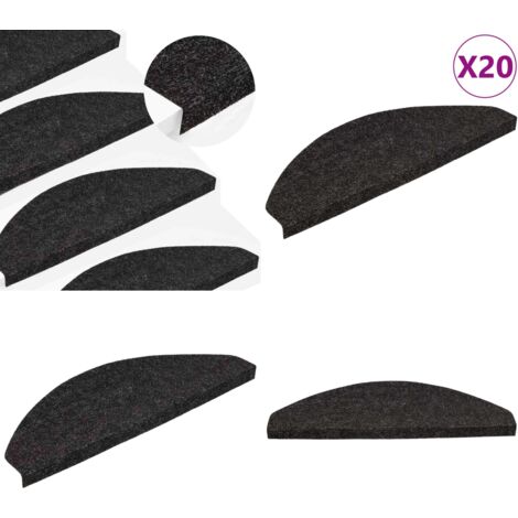 Tappetini Autoadesivi per Scale 20 pz Antracite 65x22,5x3,5 cm - Tappetini antiscivolo - Tappetini per scale antracite