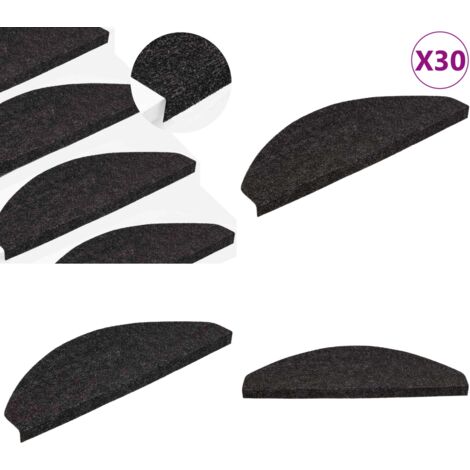 Tappetini Autoadesivi per Scale 30 pz Antracite 65x22,5x3,5 cm - Tappetini antiscivolo - Tappetini per scale antracite