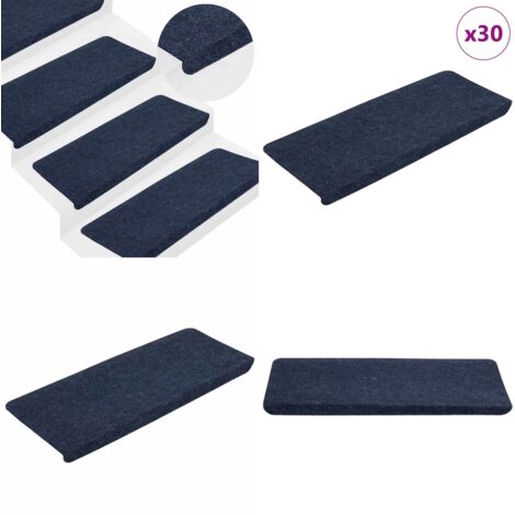 Tappetini Autoadesivi per Scale 30 pz Blu 65x24,5x3,5 cm - Tappetini antiscivolo - Tappetini per scale in feltro