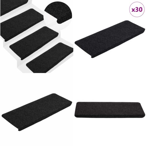 Tappetini Autoadesivi per Scale 30 pz Neri 65x24,5x3,5 cm - Tappetini autoadesivi - Tappetini antiscivolo