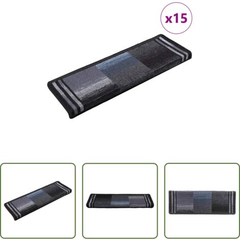 Tappetini autoadesivi -  Tappetini Autoadesivi per Scale 15 pz 65x21x4 cm Neri e Grigi