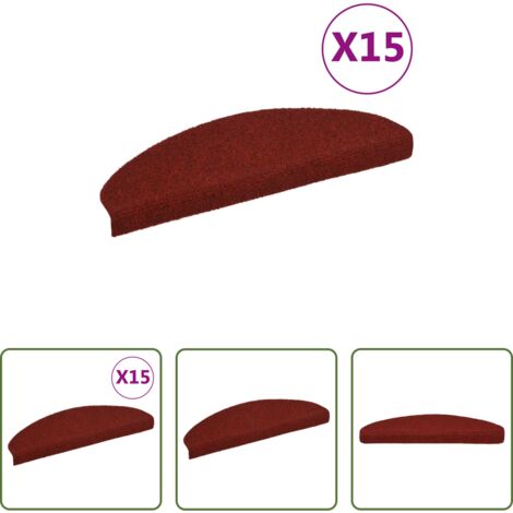 Tappetini autoadesivi -  Tappetini Autoadesivi per Scale 15 pz 65x21x4 cm Rosso