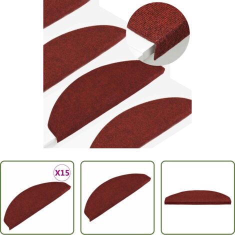 Tappetini autoadesivi -  Tappetini Autoadesivi per Scale 15 pz 65x22,5x3,5 cm Rossi