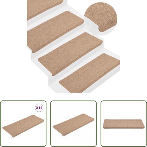 Tappetini autoadesivi -  Tappetini Autoadesivi per Scale 15 pz 65x24,5x3,5 cm Beige