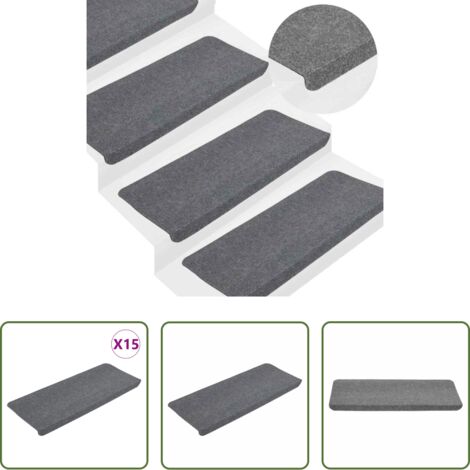 Tappetini autoadesivi -  Tappetini Autoadesivi per Scale 15 pz 65x24,5x3,5 cm Grigio