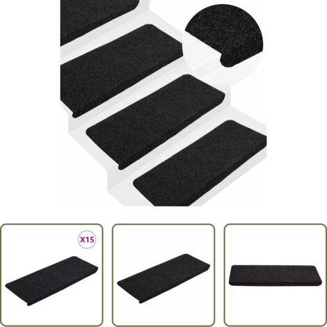 Tappetini autoadesivi -  Tappetini Autoadesivi per Scale 15 pz 65x24,5x3,5 cm Nero
