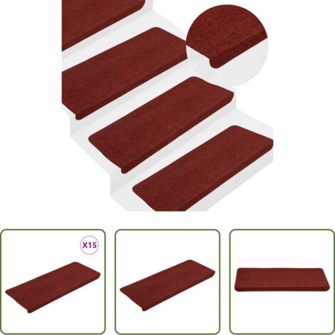 Tappetini autoadesivi -  Tappetini Autoadesivi per Scale 15 pz 65x24,5x3,5 cm Rosso