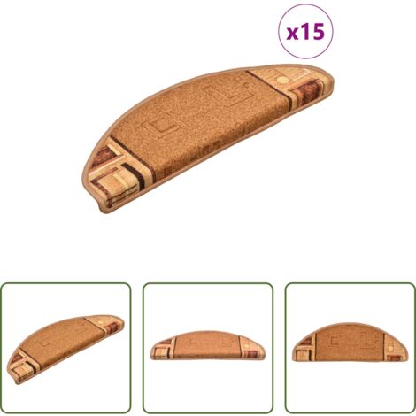 Tappetini autoadesivi -  Tappetini Autoadesivi per Scale 15 pz Beige 65x21x4 cm