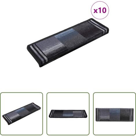 Tappetini autoadesivi -  Tappetini per Scale Autoadesivi 10 pz 65x21x4 cm Nero e Grigio
