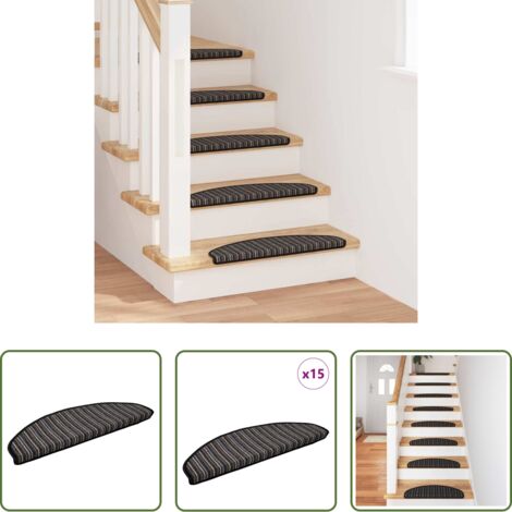 Tappetini autoadesivi -  Tappetini per scale autoadesivi 15 pcs Antracite 65 x 21 x 4 cm