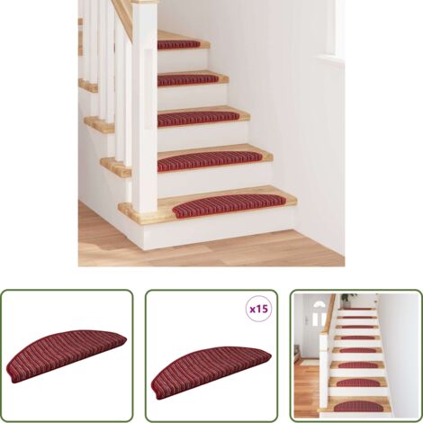 Tappetini autoadesivi -  Tappetini per scale autoadesivi 15 pcs Rosso 65 x 21 x 4 cm